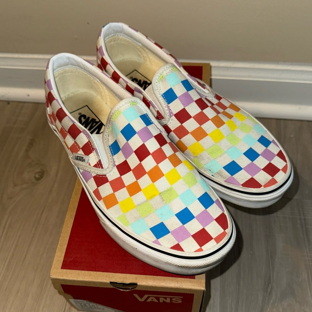 Rainbow checkered vans